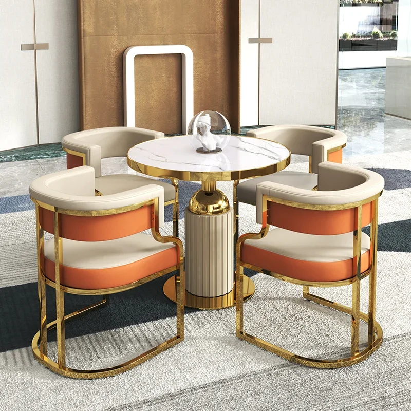 Light luxury negotiation table and chair combination beauty salon store rest area reception round table chair