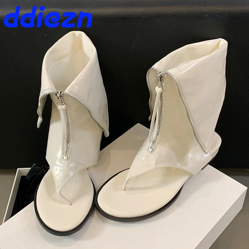 New Fashion Zippers Ladies Sandals Boots Shoes Female Round Toe