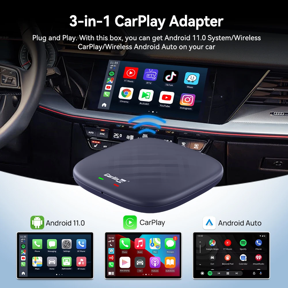 Carlinkit – Boîtier Carplay Sans Fil Android Auto, Avec Netflix, ,  4g Lte, Qualcomm, Pour Audi, Bmw, Mazda, Toyota, 3 - AliExpress