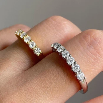 3mm Moissanite Rings for Women S925 Silver 7 Stone Engagement Wedding Sparkling Diamond Ring Fine Jewelry Gift 6