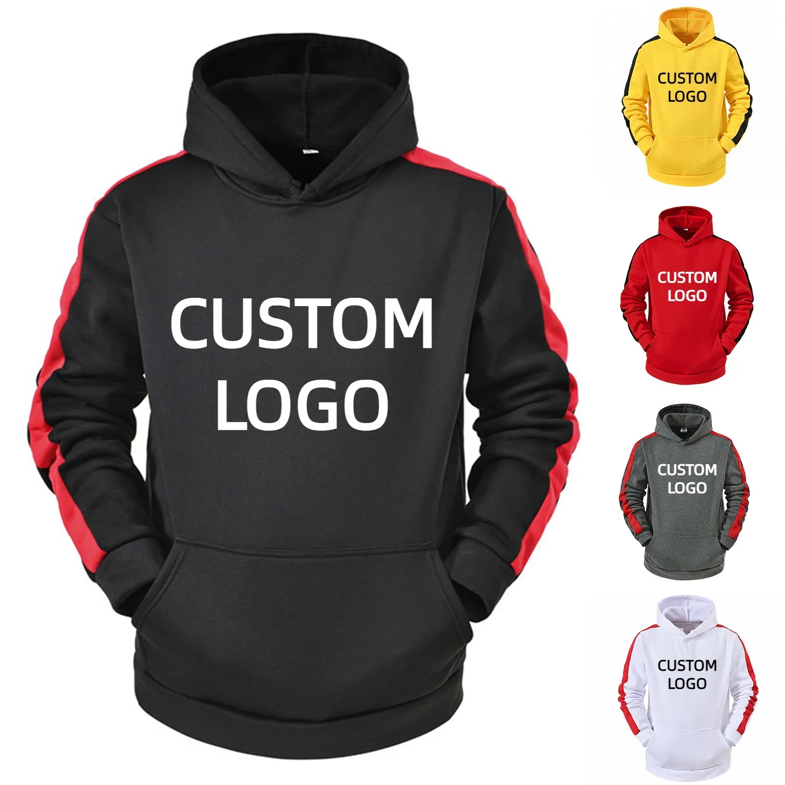 Custom Logo Men's Sweatshirt Brand Spring Autumn Fashion Long Sleeve Hooded Pocket Casual Sports Streetwear DIY Male Hoodies 4XL