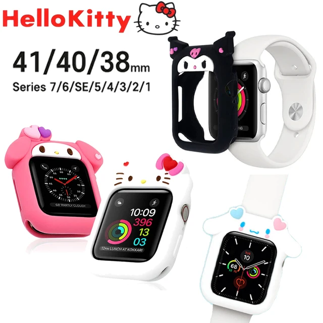 Hello Kitty Iwatch Tok Az Apple Watch Serie 7 6 Se 5 4 3 2 41Mm 40 Mm 38 -Es Szilikon Nők Rajzfilm Aranyos Kawaii Védő Borító