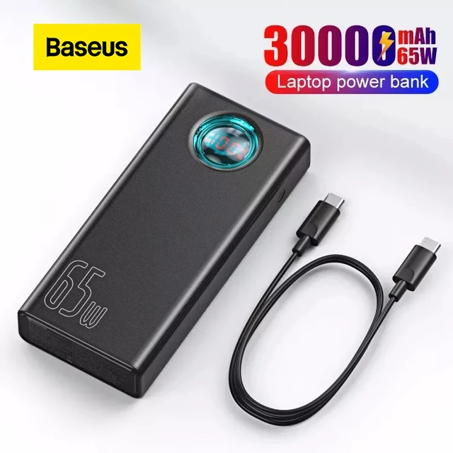 Baseus Power Bank 30000mAh 65W PD Quick Charge QC3.0 Powerbank For Laptop External Battery Charger For iPhone 13 Samsung  Xiaomi 1