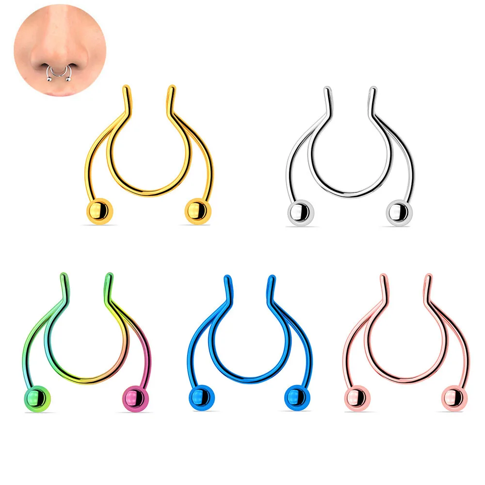 1/10Pcs Stainless Steel Nose Ring fake Piercing Nose Nail wholesale