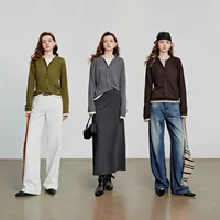 TOYOUTH femmes chemise tricotée 2025 automne nouveau rétro couleur contraste épissage faux deux pièces pull bas hauts 5