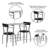Sutton 3 Piece Space-Saver Bistro Set with Black Glass Top Table  Vinyl Padded Chairs 4
