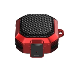 Shockproof Earphone Case with Keychain - Soft TPU Protective Cover (Red)