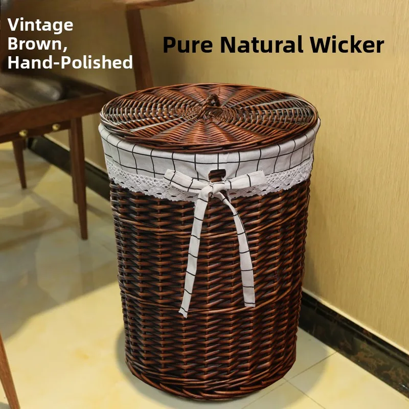 Wier Laundry Basket Dir Clothes Hamper Home Use Clothing Storage Basket Covered Wier Basket for Hot Pot Restaurant