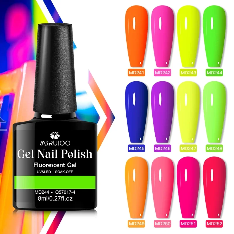 8ml 형광 젤 매니큐어 Vernis 여름 네온 세미 퍼머넌트 UV 젤 바니시 손톱 아트 DIY 매니큐어 네일 용품