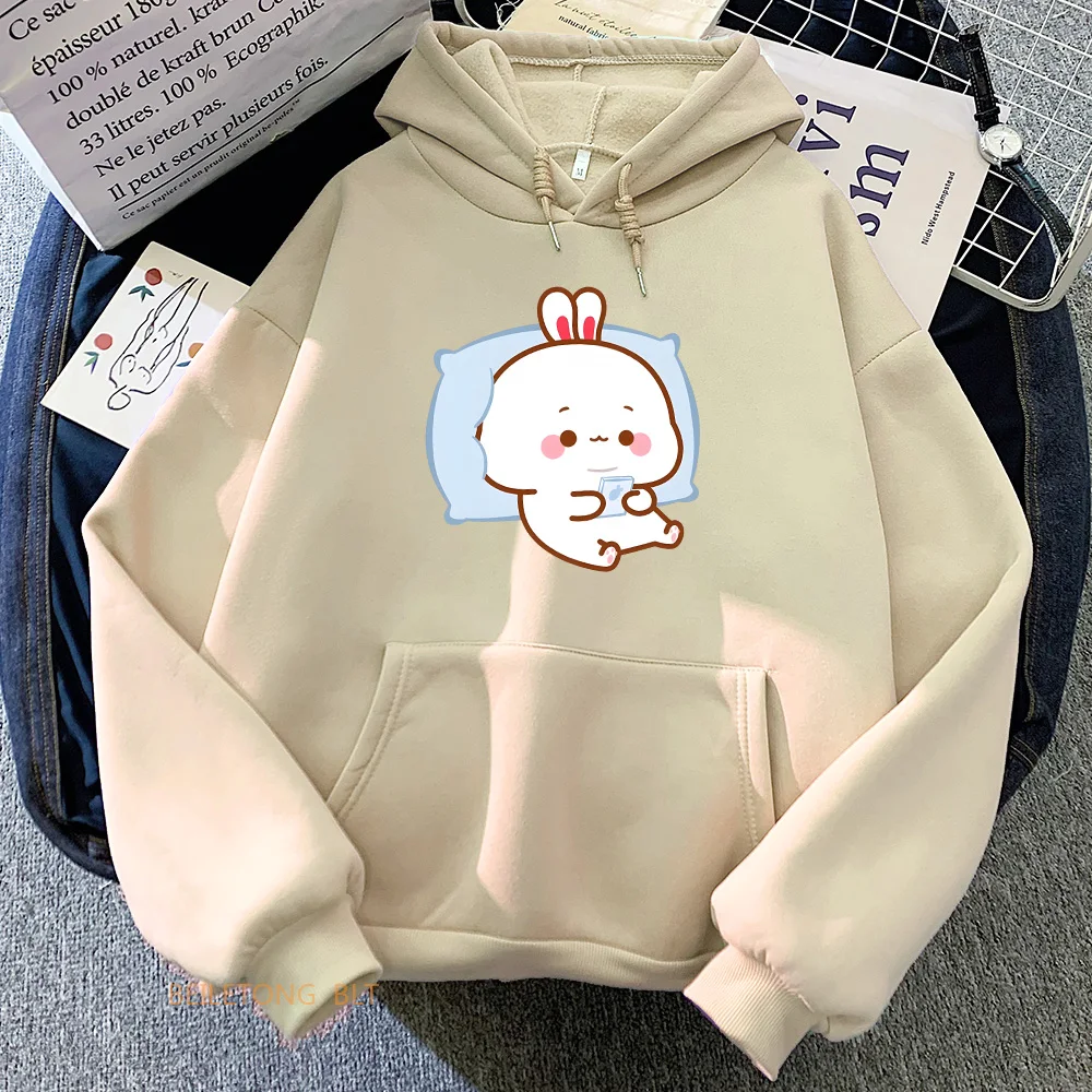 Rabbit Cute Graphic Printing Hoodies Winter Long Sleeve Hooded Sweatshirts Kawaii Cartoon Girls Soft Pullovers with Hooded Tops