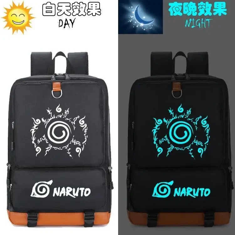 

Naruto Anime Peripheral Backpack Seal Sharingan Cloud Organization Male and Female Student School Bag Luminous Edition