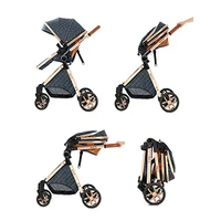 Poussette de luxe 3 en 1 avec siège auto et nacelle, poussette légère pour bébé, landau haute position, poussette multifonction réglable, poussette de voyage facile à plier, compacte, portable, sûre, confortable, élégante, parfaite pour les voyages, landau pour bébé 7