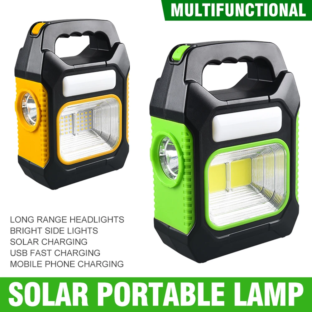 Portable Solar Lantern Cob Led Work Lamp Waterproof Usb Rechargeable