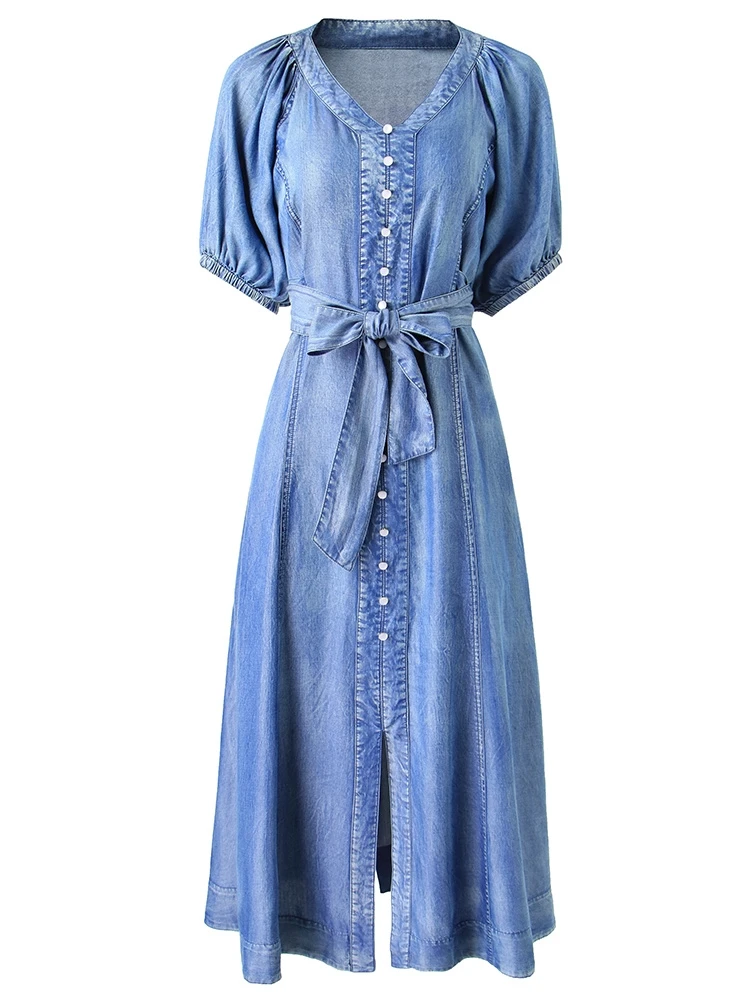 blue jean summer dresses Mylie Denim Maxi Dress