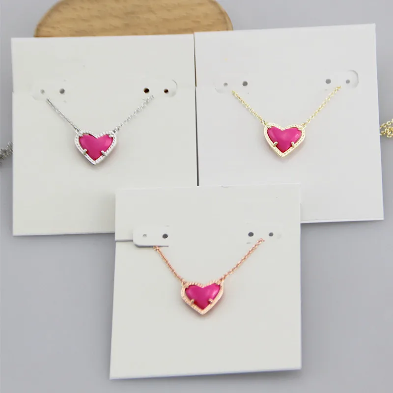 European and American Love Shaped Peach Heart Short Colored Necklace Jewelry for Women