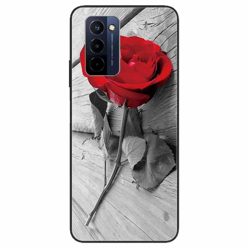 Stylish Black TPU Soft Silicone Bumper Case with Cartoon Flowers and Animals Design