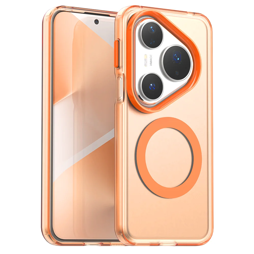 Magnetic Candy Color Shockproof Clear Phone Case with Magsafe-Compatible Bumper