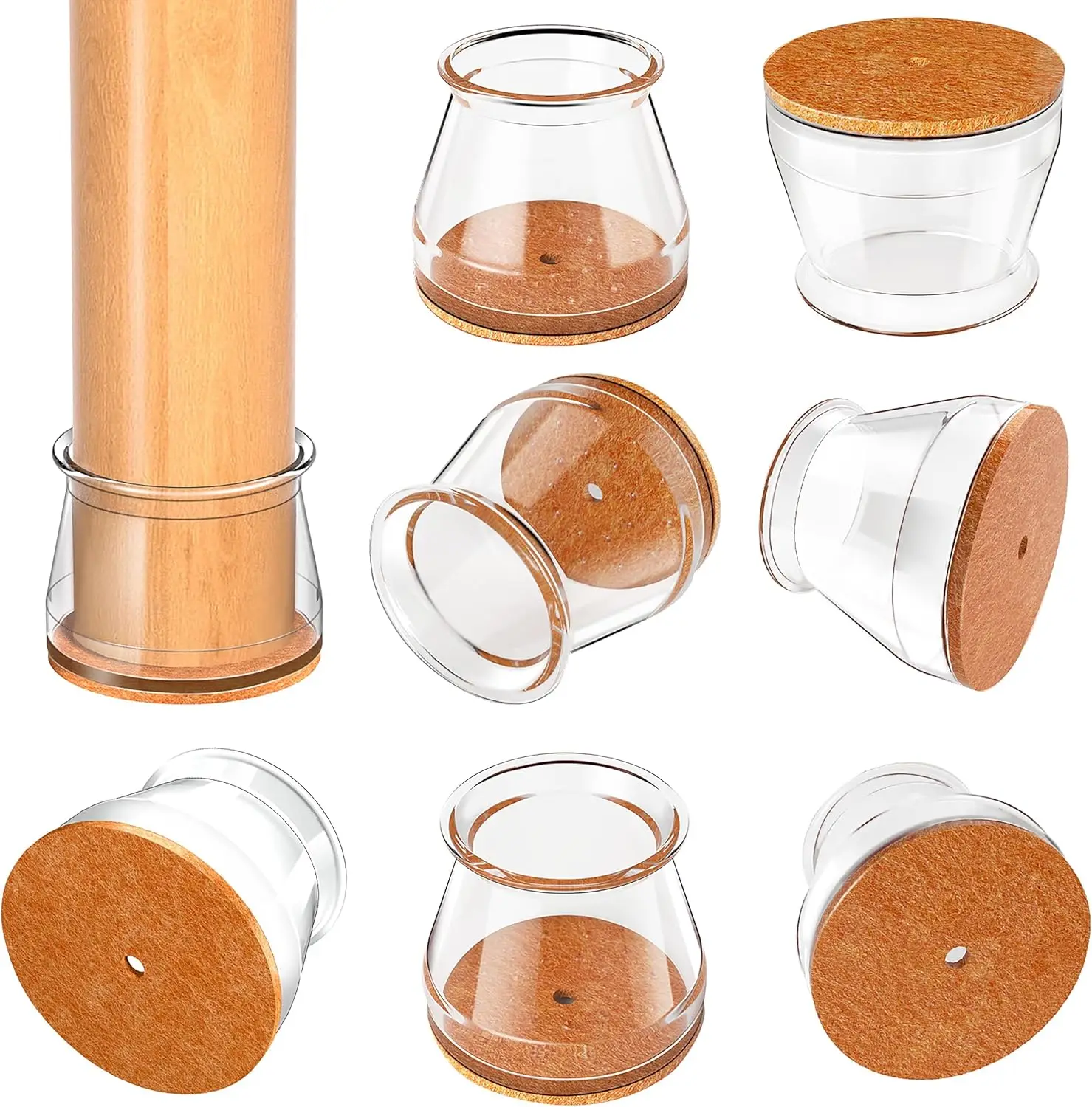 Silicone Chair Leg Floor Protectors with Non-Slip Felt, Furniture Cups