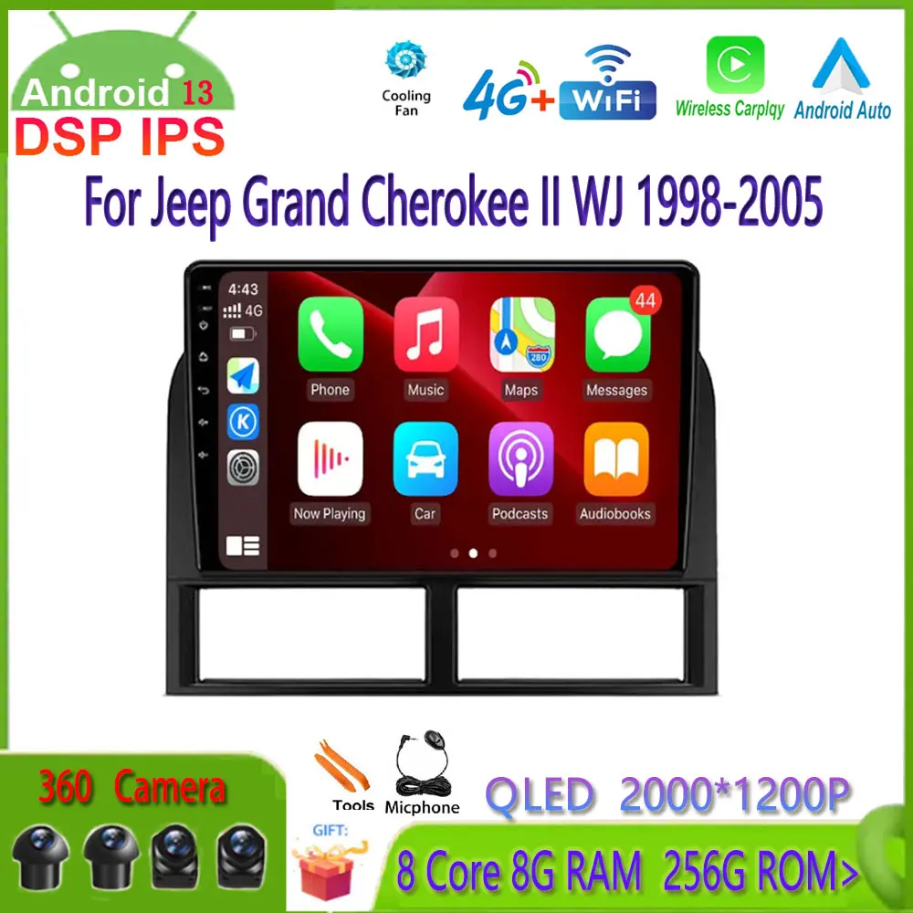 

Android 13 Car Radio Multimedia Video Player Navigation GPS 9 Inch For Jeep Grand Cherokee II WJ 1998-2005 Carplay IPS Bluetooth