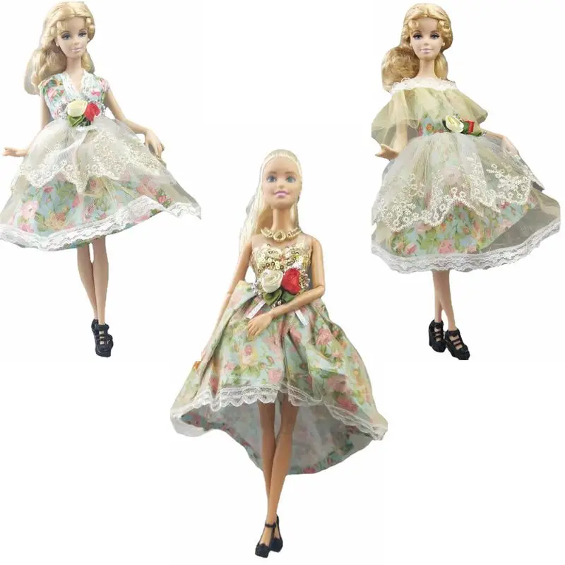 Countryside Floral Dress For 11.5" Doll Outfits Fashion Doll Clothes Party Gown 