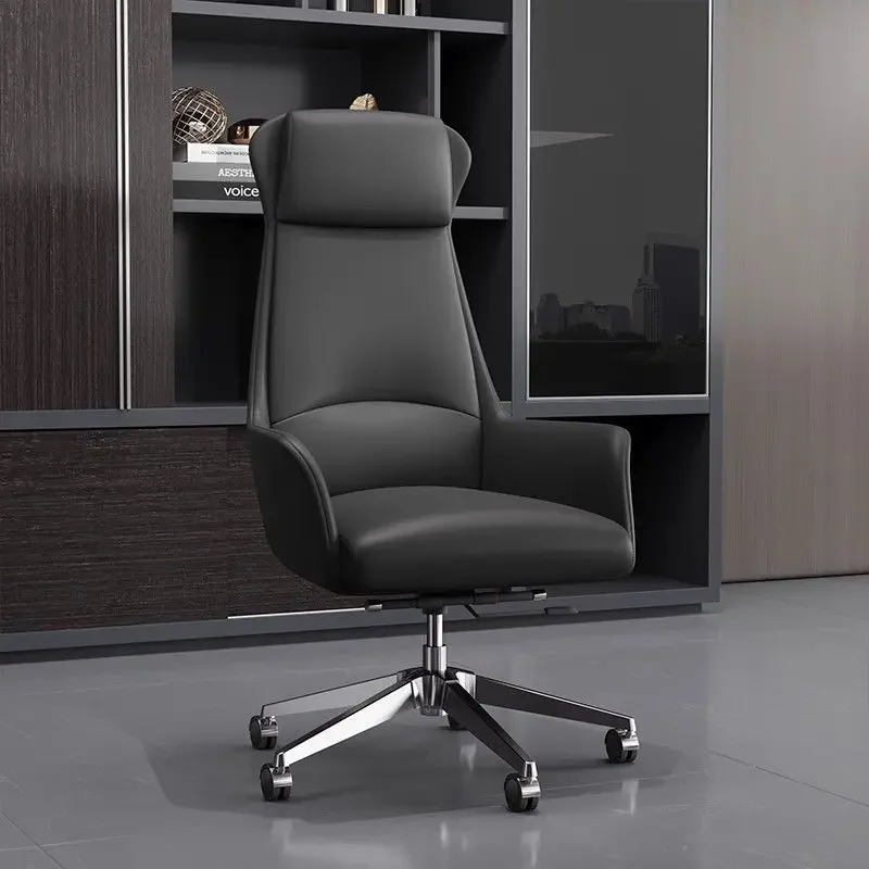 Leather office chairs with rotating elevators, computer