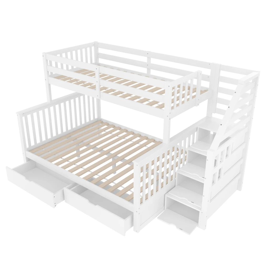 Modernes Schlafzimmer 90 x 200 über 140 x 200 Etagenbett mit Schubladen, Stauraum, ohne Matratze, multifunktional, Kinderbett – Detail 7