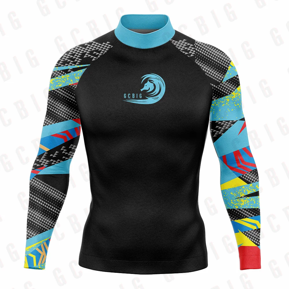 Surfing Swimming Diving T-Shirts Tight Long Sleeve Rash Guard Swimwear Men's Protection Surf Clothing Beach Quick-Dry Tops