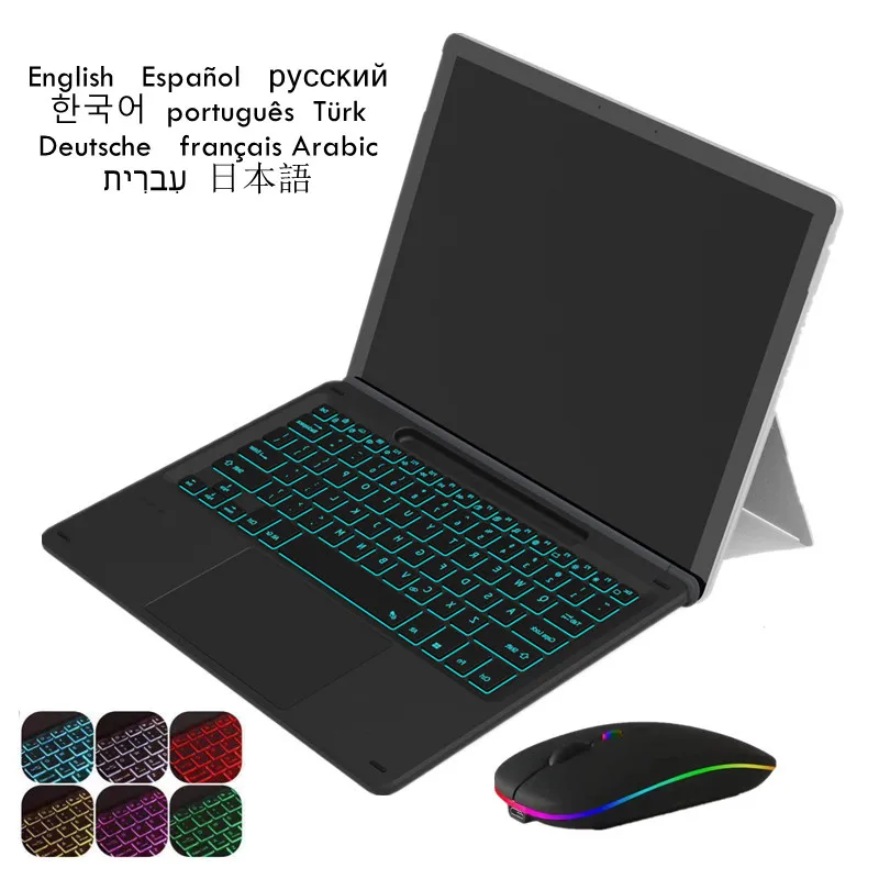 Teclado Magnético sem Fio para Microsoft Surface Pro x Teclado Retroiluminado Trackpad Teclado Russo Espanhol Árabe