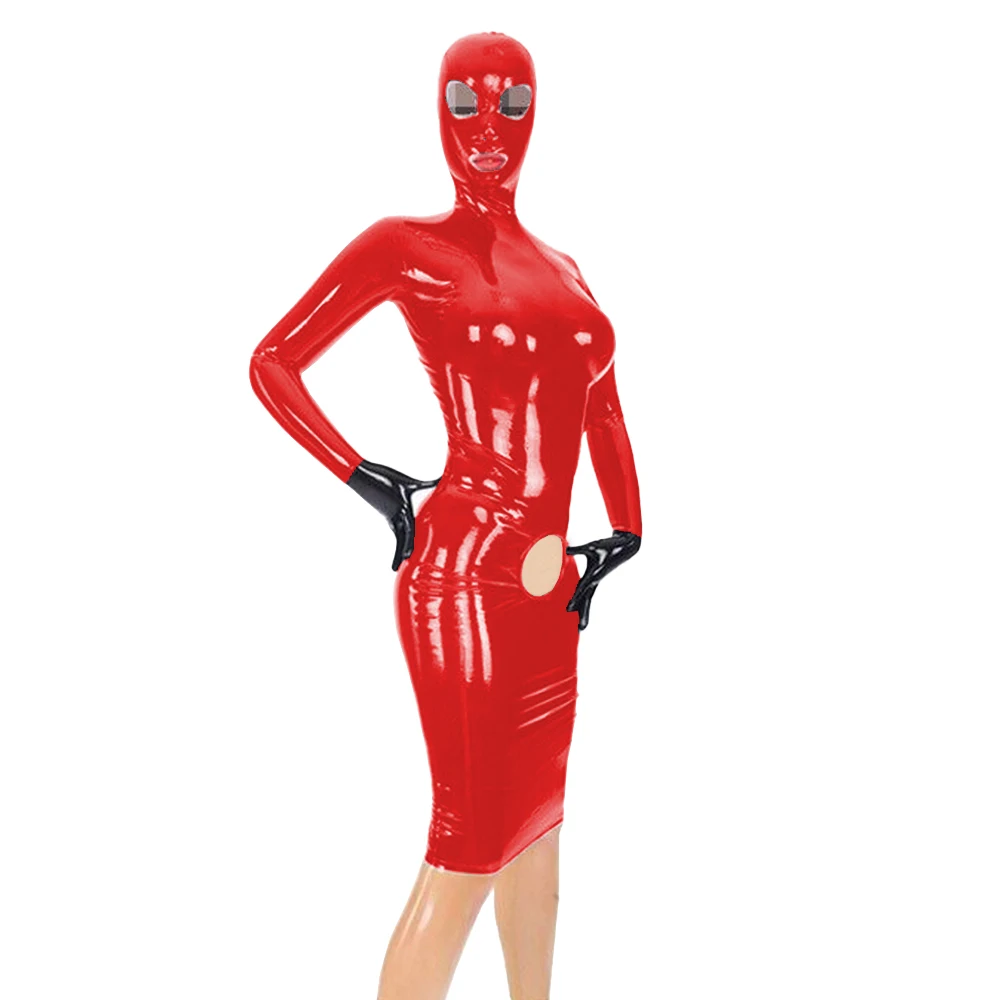Long Sleeve Catsuit Lockable Body Suit Leather PVC Skinny Jumpsuits One-pieces Zentai Fetish Wear Erotic Bodysuit Cosplay