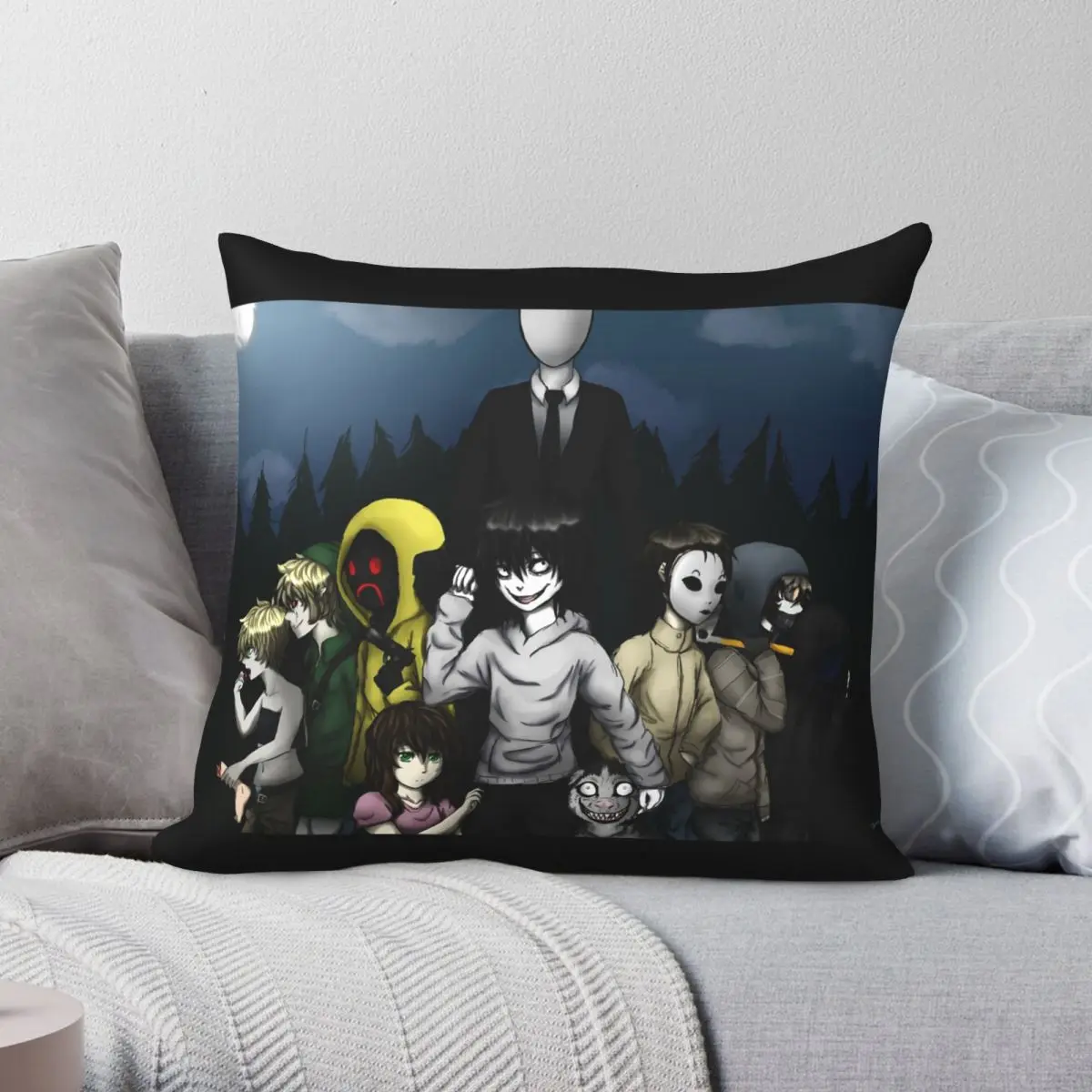 

Creepypasta Square Pillowcase Polyester Linen Velvet Pattern Zip Decor Home Cushion Case