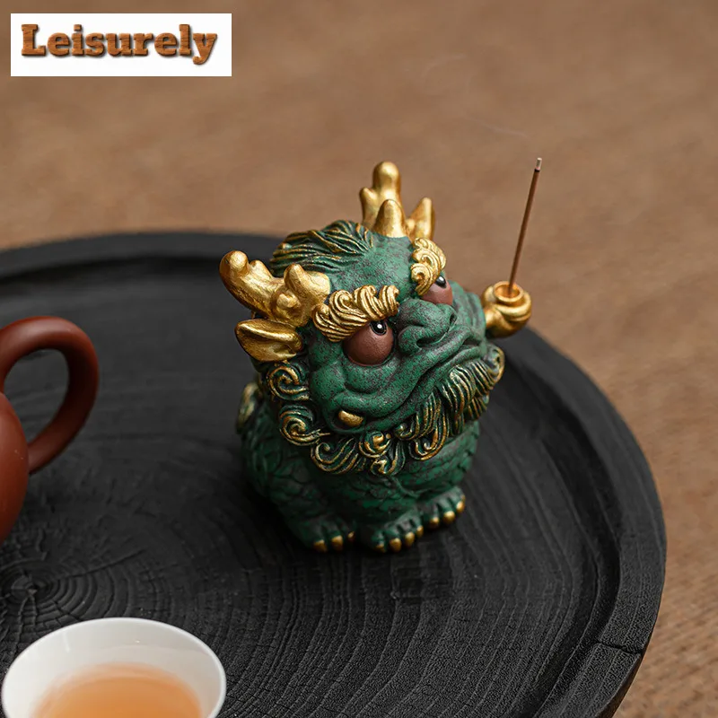 Colour Gold Bluestone Fire Kylin Incense Holder Incense Smoke Waterfall Incense Burners Consecrate Censer Tea Items Ornaments