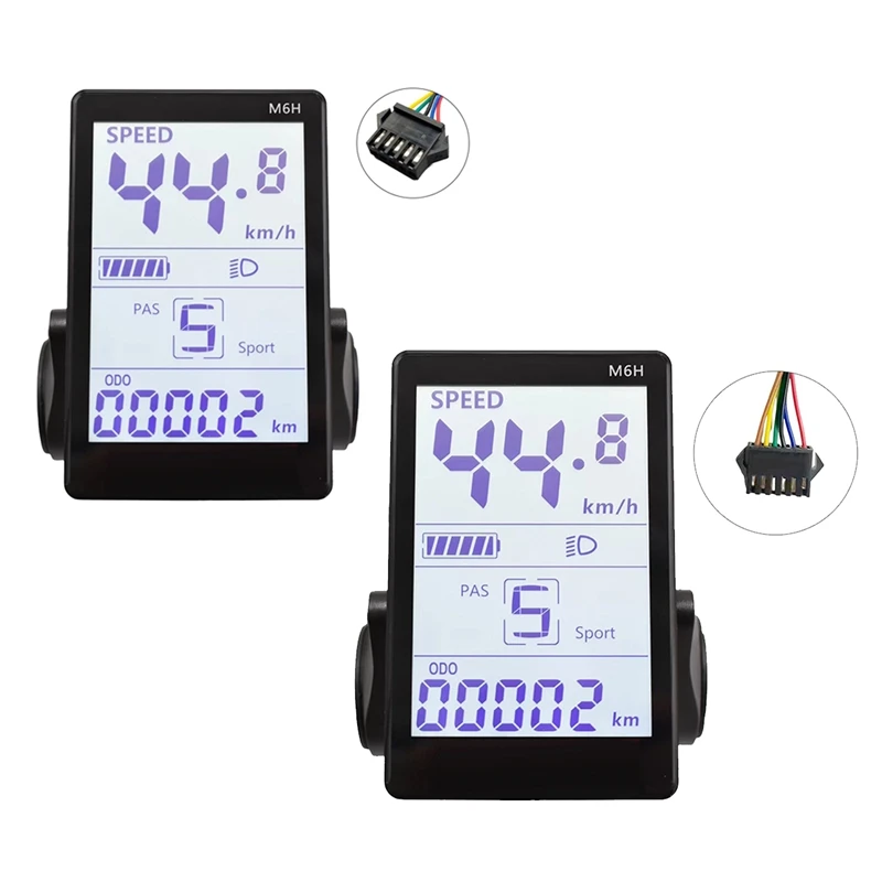 M6H Electric Bike LCD Display Meter Universal E Scooter LCD Panel Screen For Electric Bike (SM 6PIN)