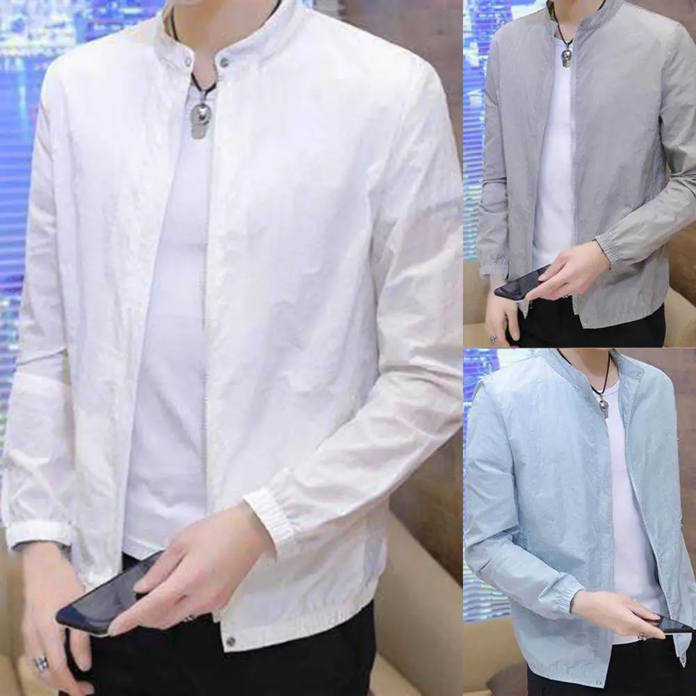 

Summer Basic Jackets Lightweight Sun Protection Jacket For Men Camping Rain Jacket Zipper Coat Windbreaker Male Clothing 2023