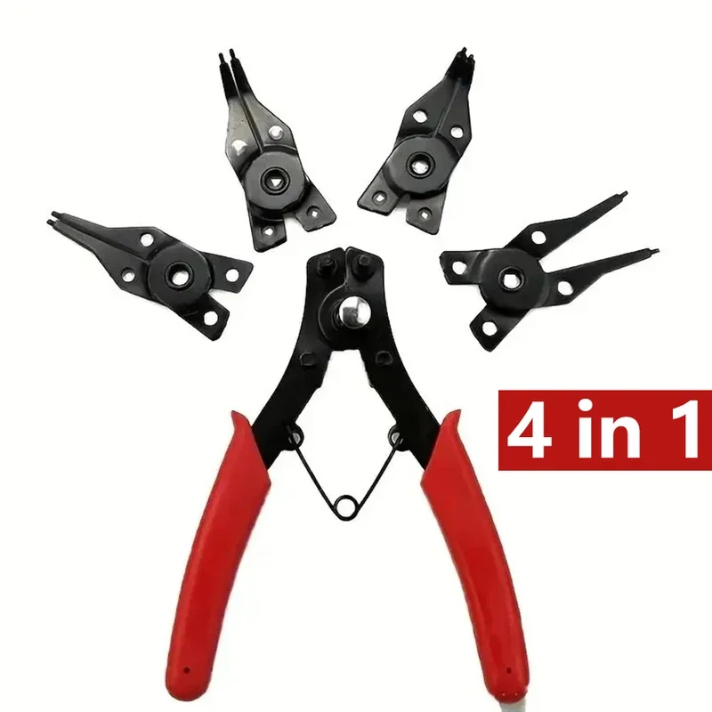 4-In-1 Circlip Pliers Set Snap Ring Pliers Multi-function Crimp Removable Plier Head Antirust Anti Corrosion Hand Tools circlip pliers