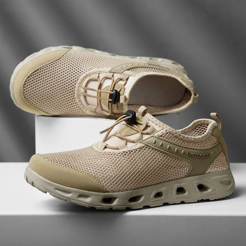 

Hot Sale Cheap Khaki Men's Hiking Shoes Lightweight Breathable Walking Shoes Men Summer Trekking Sneakers Male Big Size 47