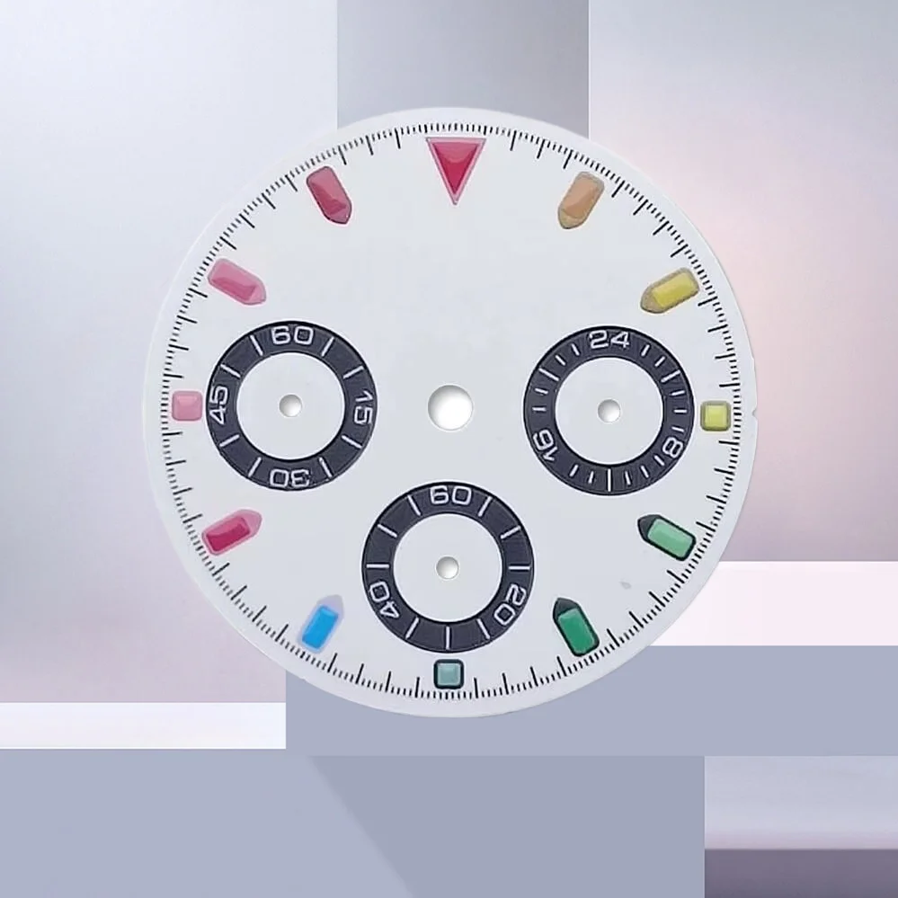 Enhanced Black and Multi-Color Dial for VK63 Movement with Date Display - 29mm