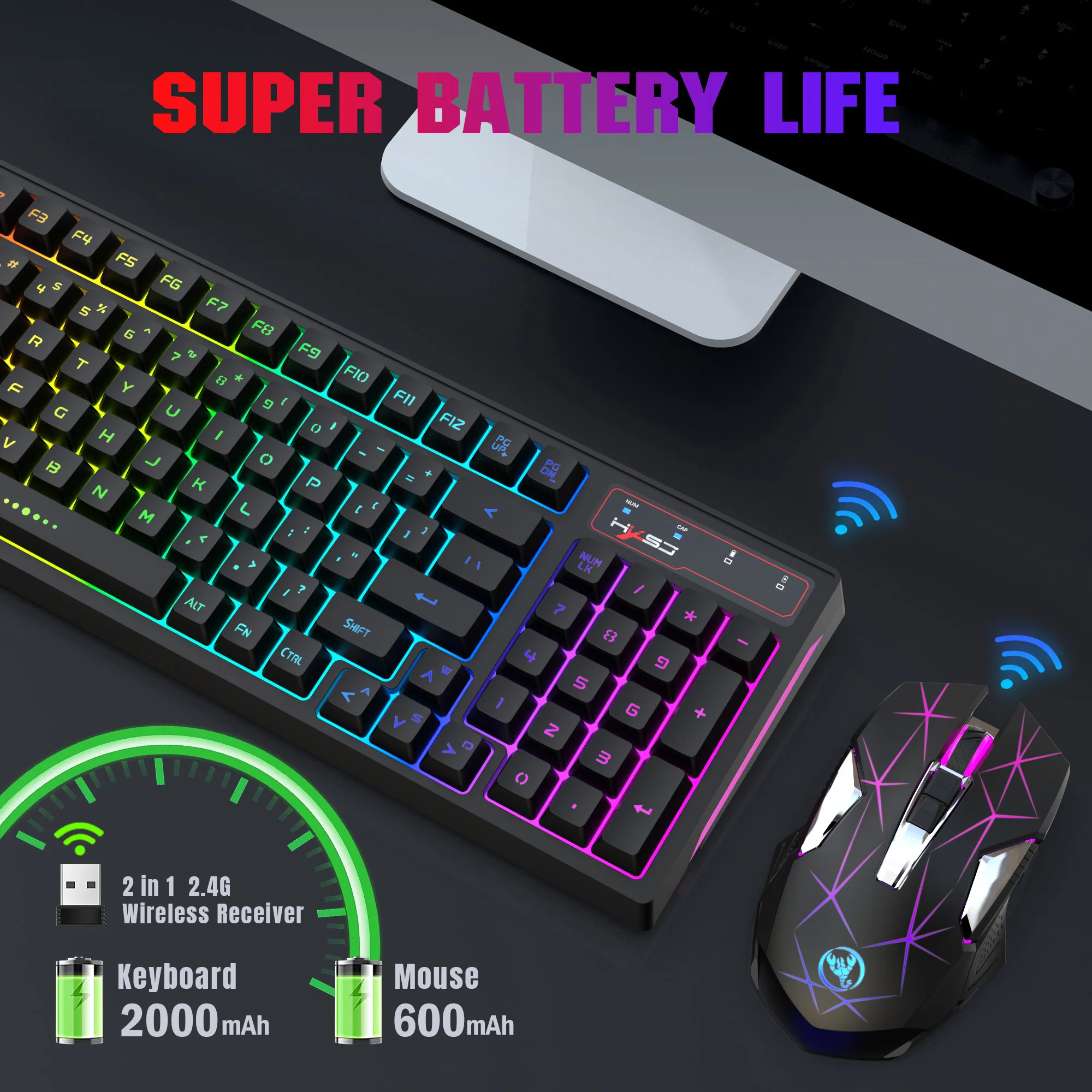 2.4G Wireless Keyboard and Mouse Combo Mini Multimedia Full-size Keyboard Mouse Set For Computer Notebook Laptop Desktop