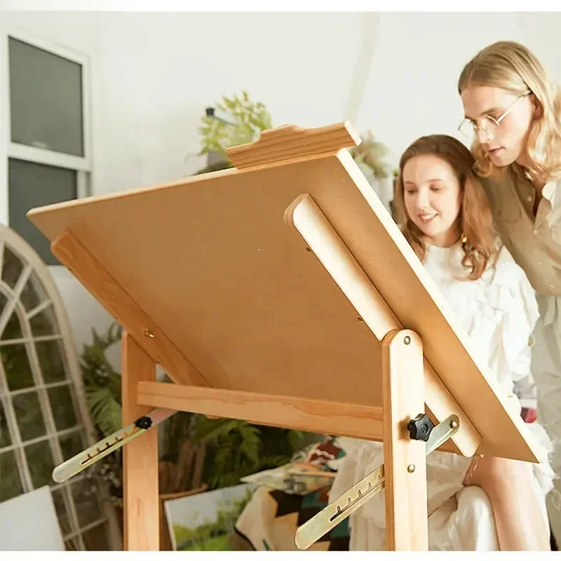Wooden sit-stand drawing desk engineering drawing table easel painting architectural plate art sketching