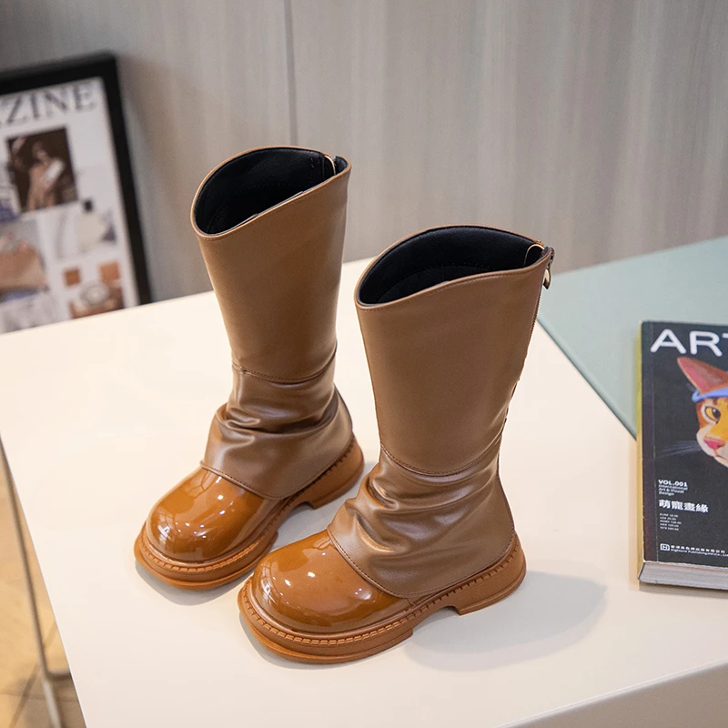 

Girls Boys Ankle Leather Boots with Zipper Outdoor Hiking Waterproof Anti-Slip Durable Bootie for Kids