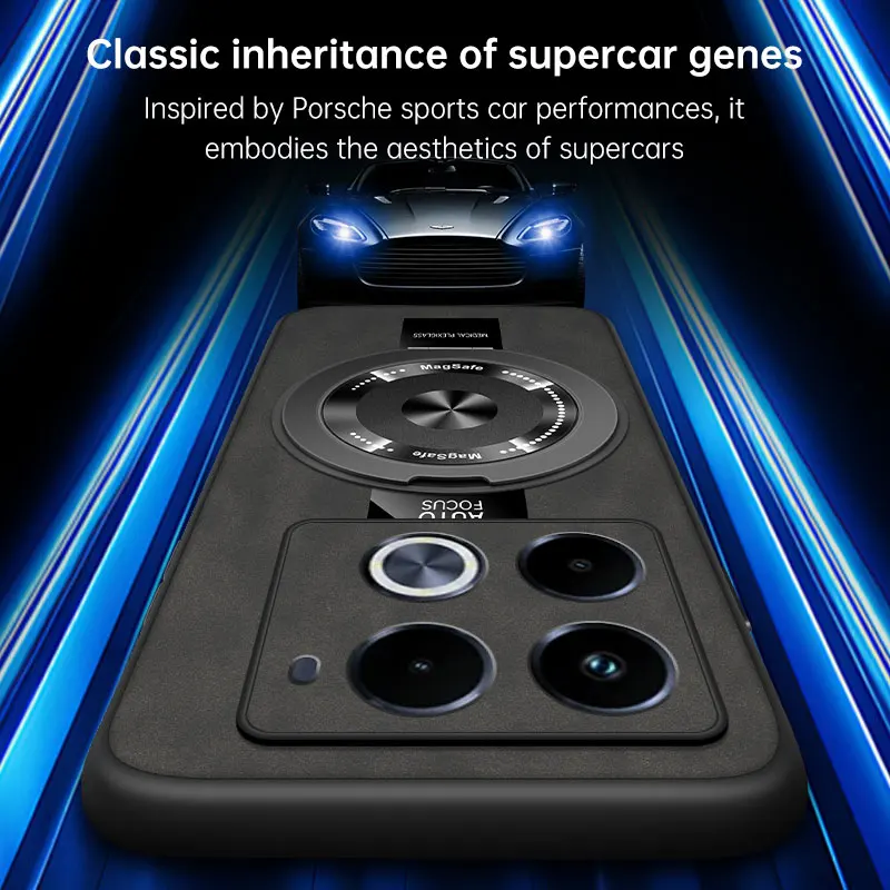 Premium 360 Rotating Magnetic Holder Sheepskin Leather Silicone Back Cover