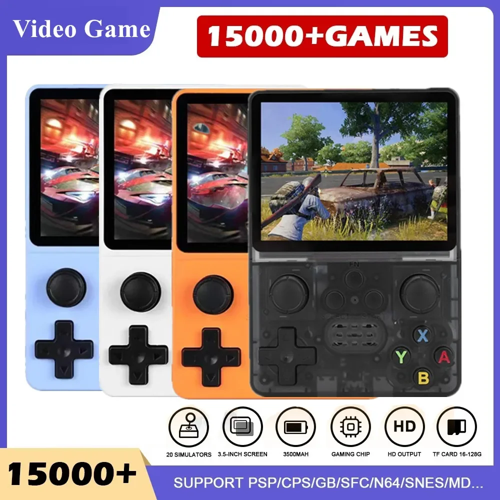 R35S 레트로 휴대용 비디오 게임 콘솔, 리눅스 시스템, 3.5 인치 IPS 스크린, 휴대용 포켓 비디오 플레이어, 128GB 게임 소년 선물 