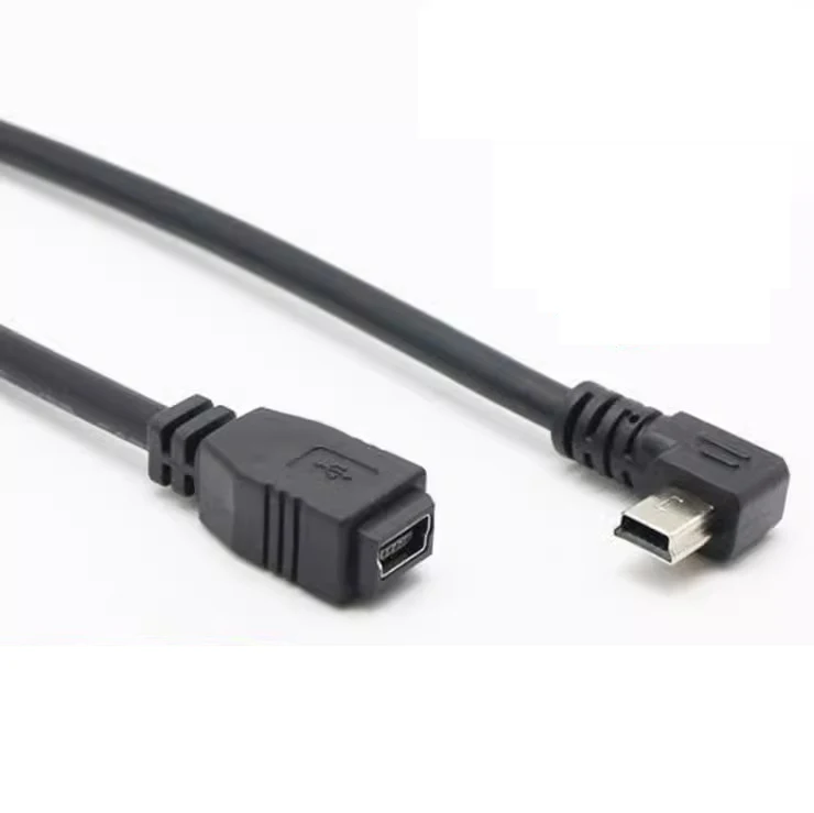 25CM 90 Degree Right & Left & Up Down Angled Mini USB 2.0 5Pin Male to Female Extension cable Mini-usb for GPS Receiver