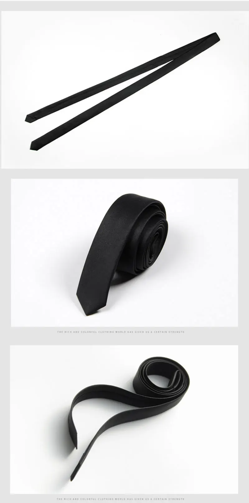 Classic Elegant Black Neck Tie for Women Man Fashion Korean Simple Clip Tie Slim Smooth Clothing Accessories