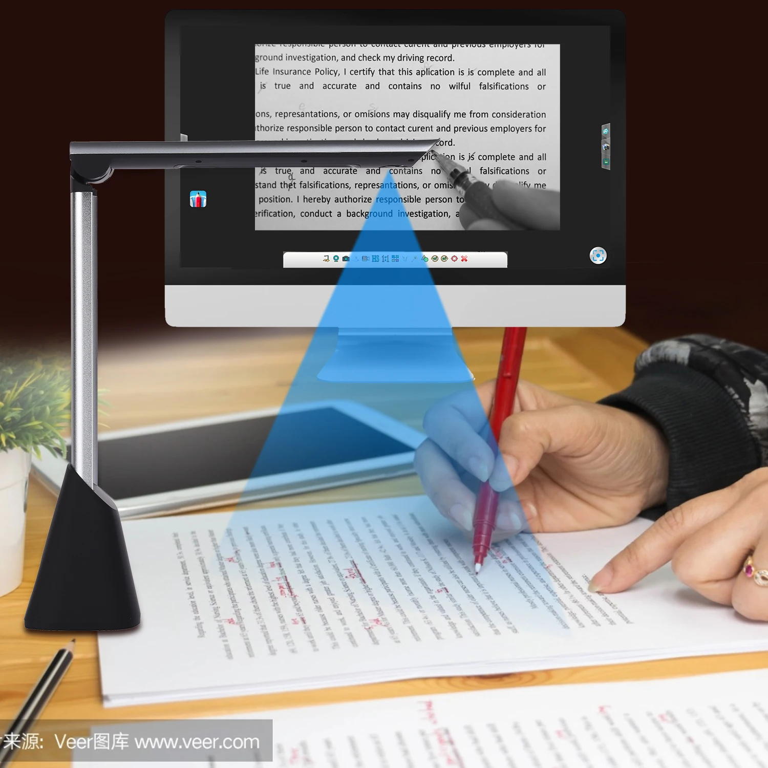 BK34 Document Camera Scanner 5 Mega-Pixel HD Camera A4 Capture Size with LED Light Teaching Software for Classroom Teachers