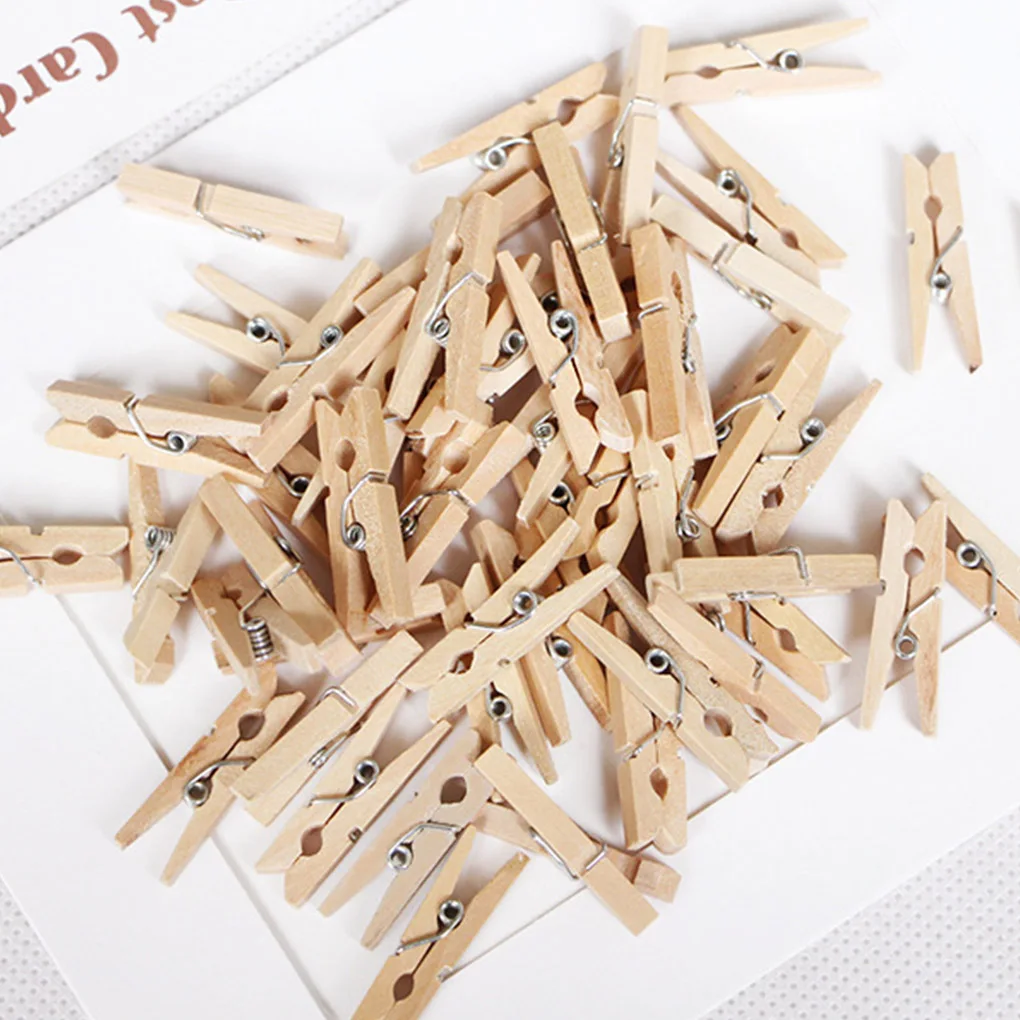 100pcs Wooden Clip Clothes Pants Drying Photo Fixing DIY Mini Wooden Clip Clamps Assorted Set 5