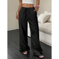 Plus Size New Women Trousers Streetwear Fashion Casual Slim Lace-up Pink Sweet Trousers Elegant Female Trousers