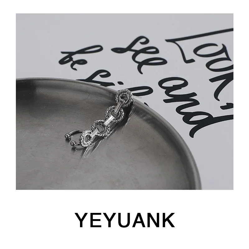 Metal Earrings Niche Personalities Design Sense Chain Circle One-piece Earrings Single Item Women's Fashion Accessories