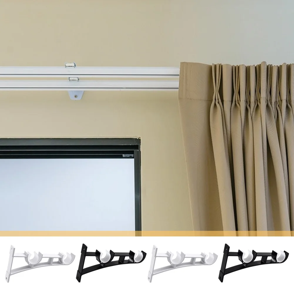 2 Pack Heavy Duty Curtain Rod Holders Aluminum Alloy Curtain Rod Hanging Hardware Double Brackets for Drapery
