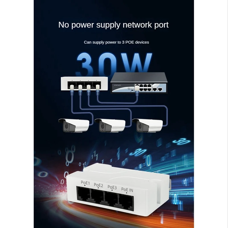 패시브 캐스케이드 가능 Poe 익스텐더, POE 스위치 NVR IP 카메라용 변속기 익스텐더, IEEE802.3Af, 1-3 포트, 2 개