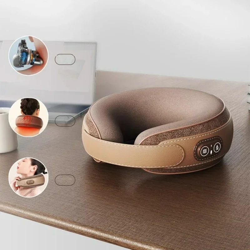 U-shaped Pillow USB Rechargeable Massager Heated Shiatsu Massage Neck Stretcher Cervical Traction Relaxation Orthopedic 2
